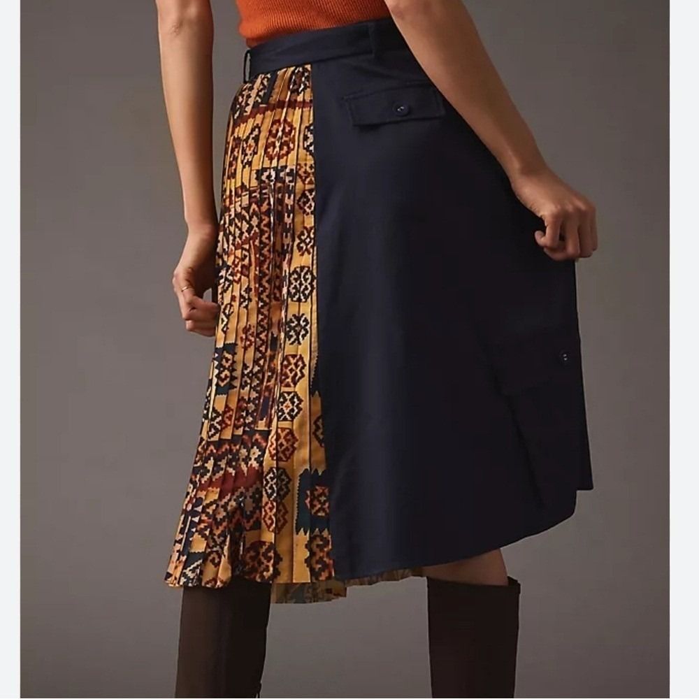 Anthropologie NEW Eva Franco Kavi Pleated Cargo Mix Media Wrap Skirt SZ Small 2 - Picture 6 of 13